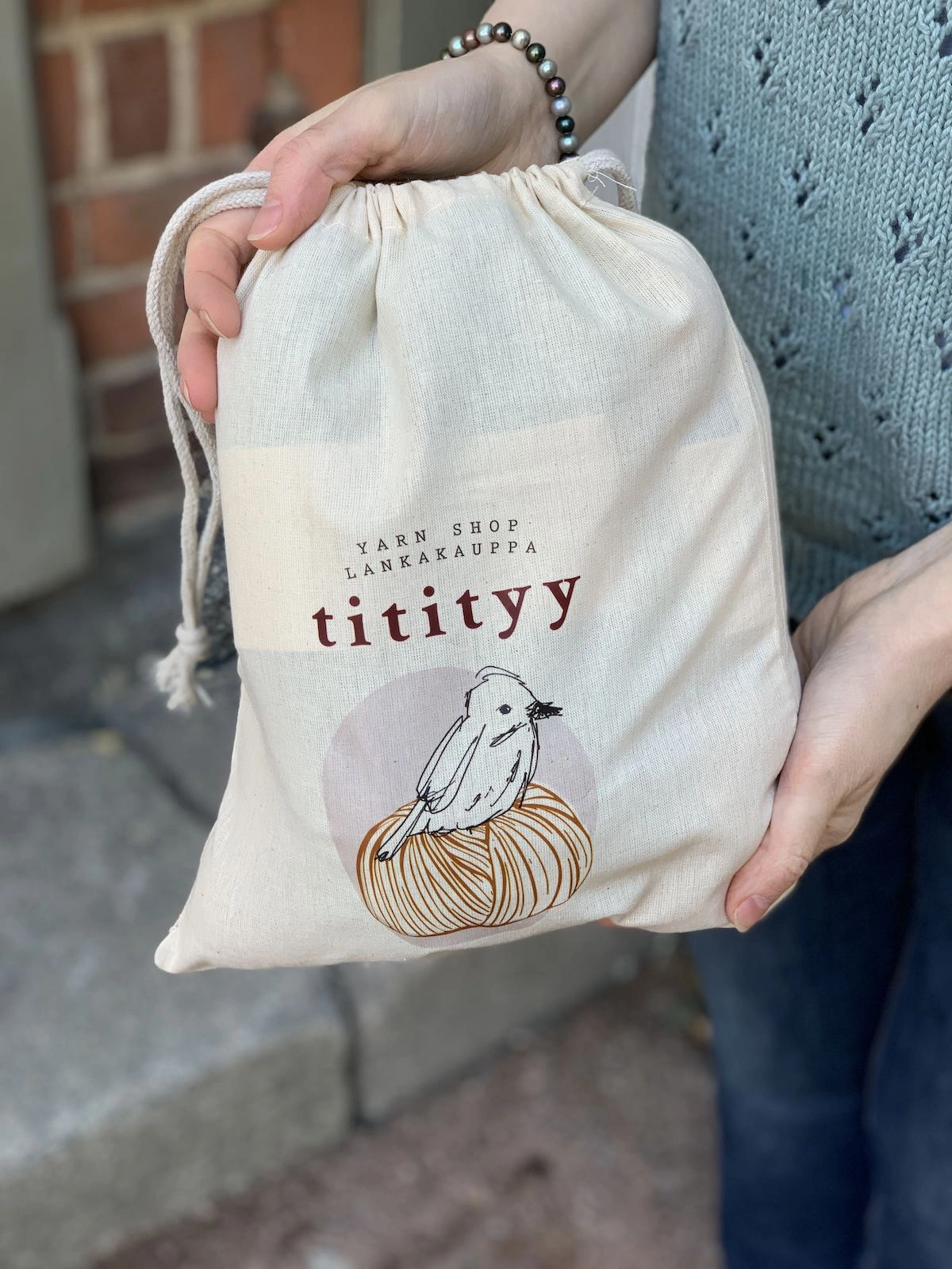 Titityy Knitting bag, project bag, cotton bag, drawstring bag