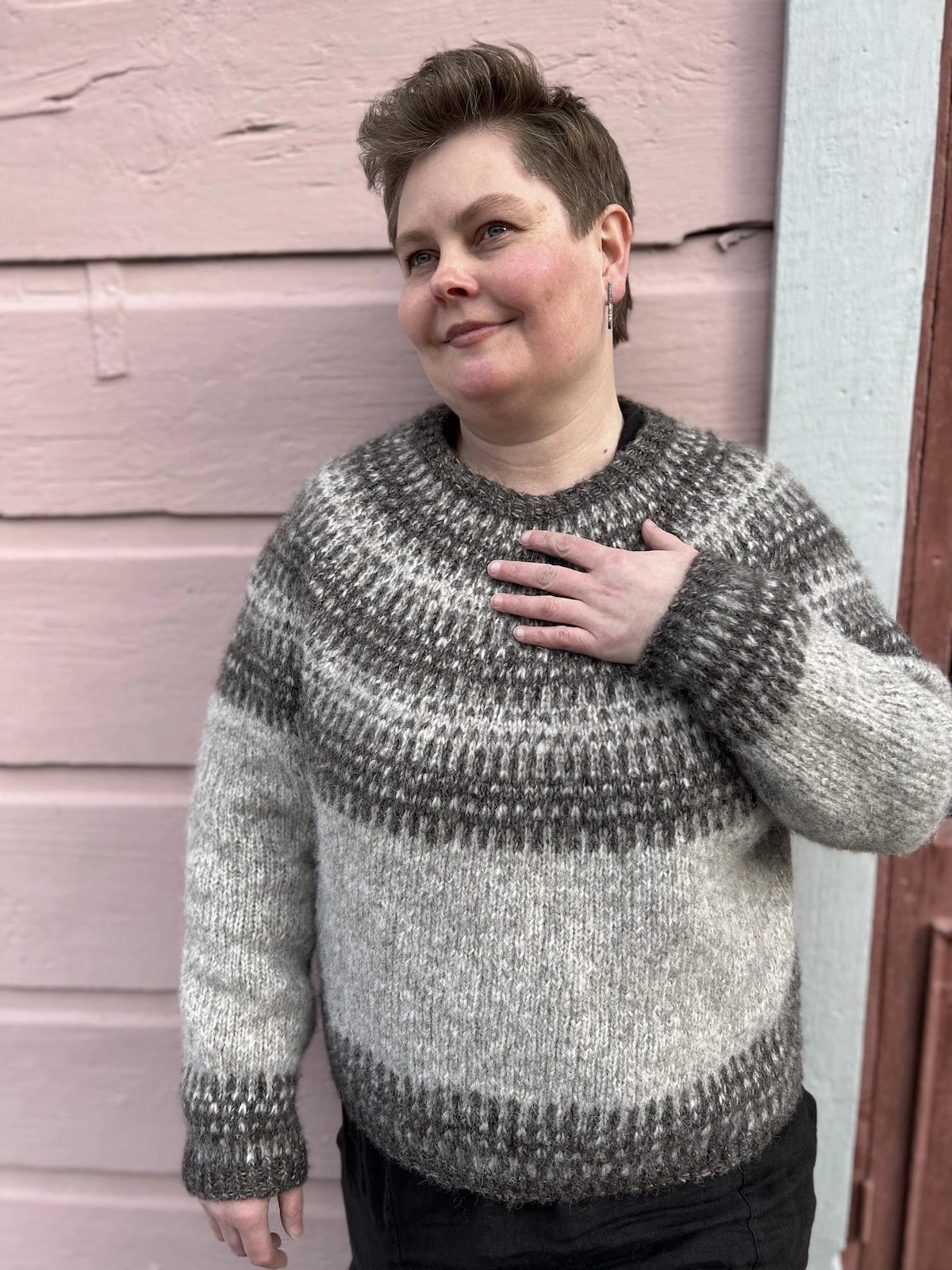 Tiina's Badger and Bloom Sweater by Anne Ventzel, Isager  Soft