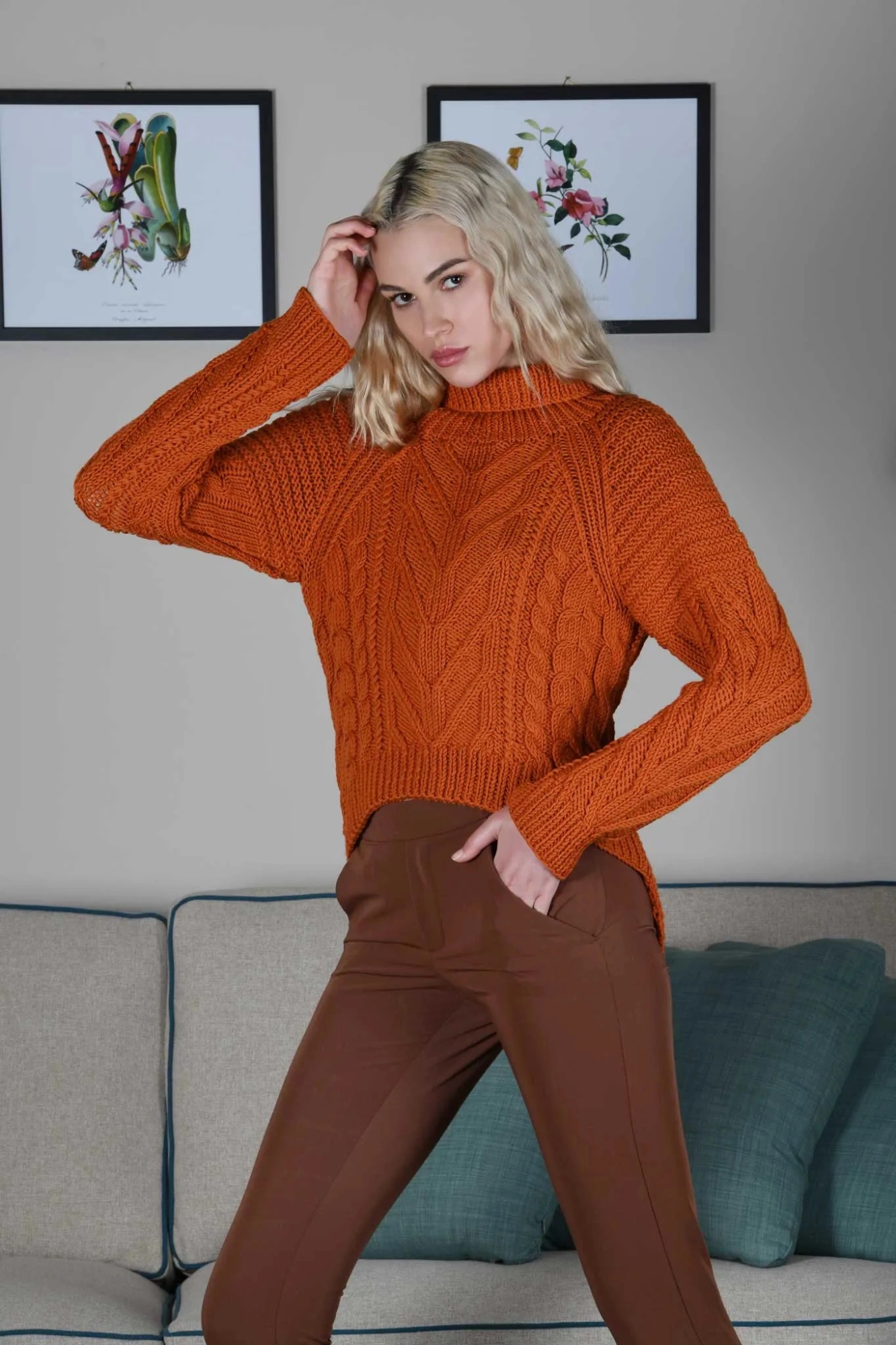 Irish raglan cable pullover Lana Gatto Maxi soft