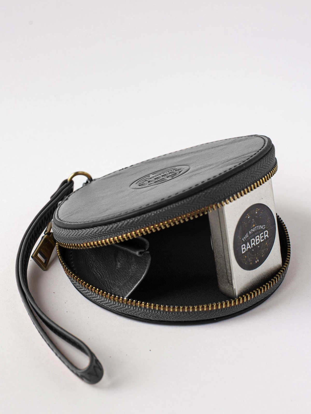 TKB The Knitting Barber Sir Percy Black Leather Notion Bag
