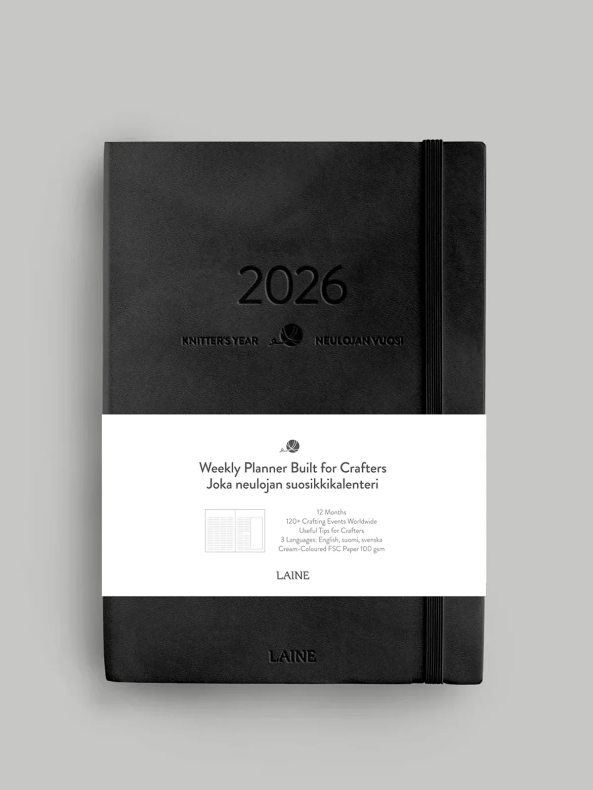 Laine Knitter’s Year 2026 weekly planner - Black 