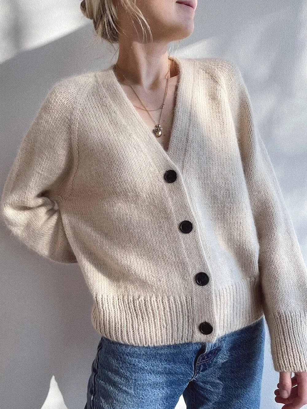 Petiteknit Champagne Cardigan Sandnes Garn Double Sunday  ja Tynn Silk Mohair