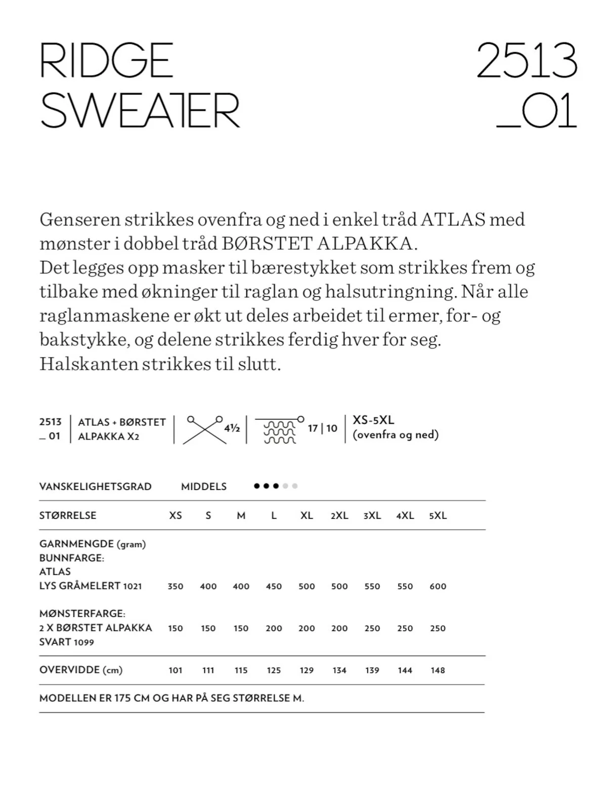 2513-01 Ridge Sweater neuleohje englanti