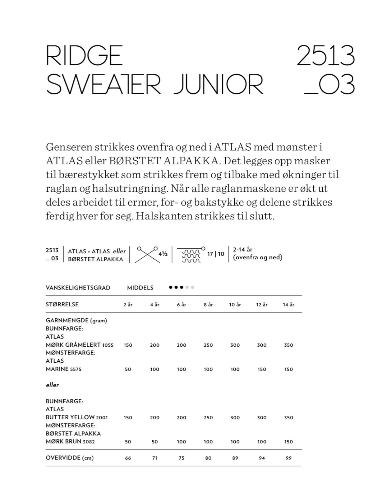 Sandnes Garn 2513-03 Ridge Sweater JUNIOR neuleohje englanti