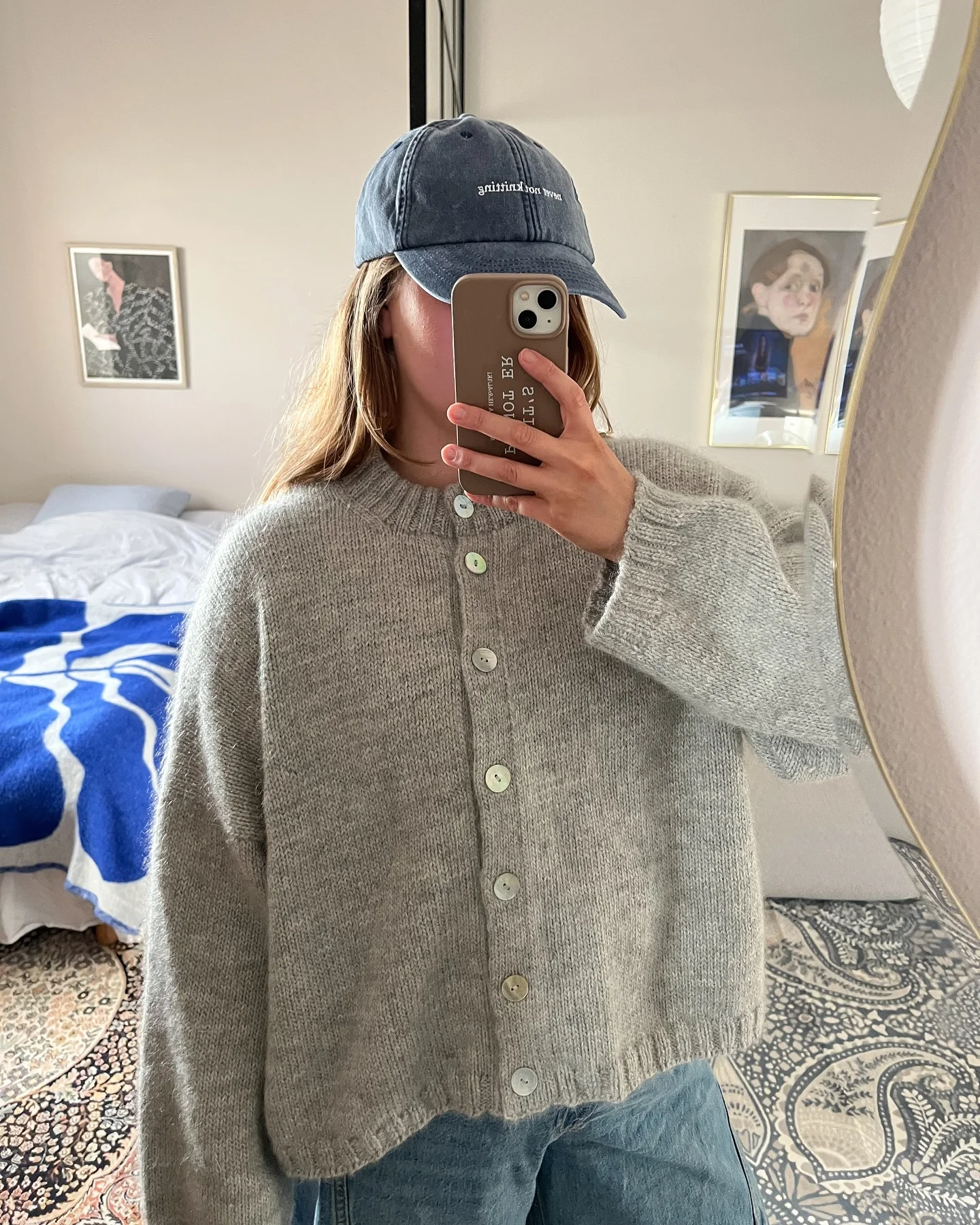 Knitters & Friends denim cap, never not knitting