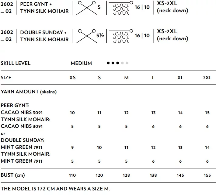 2602-02 Mina Sweater Pattern English Finnish