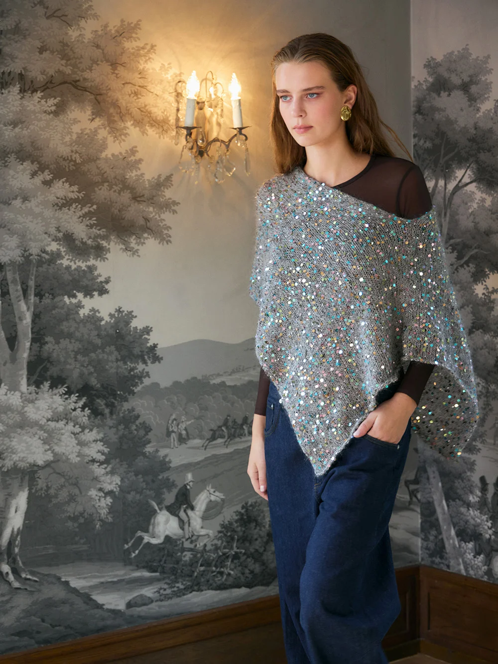 Sandnes 2610-04 Belle Poncho neuleohje englanti