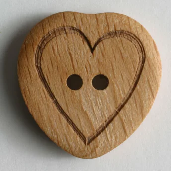 Wooden Button Heart 23mm