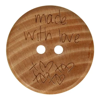 Wooden Button "Made With Love" 20mm