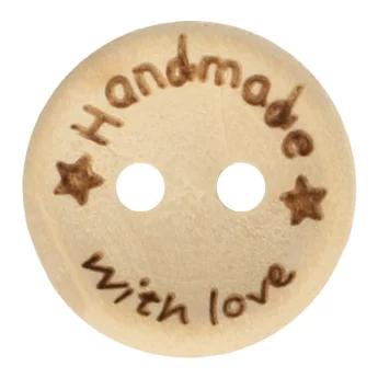 Wooden Button "Hand made with love" 15mm