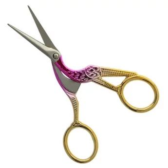 Embroidery Scissors Stork 11.5cm gold-pink