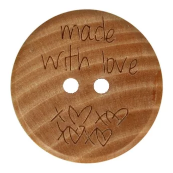 Wooden Button "Made With Love" 25mm