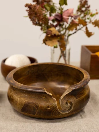 Blockwallah Wooden Yarn Bowl Round Large