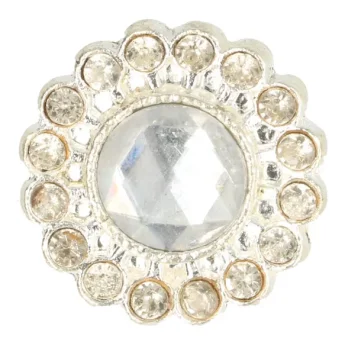 Rhinestone Button Silver 25mm