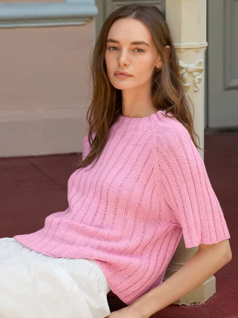 2604-07 Elva Tee neuleohje englanti