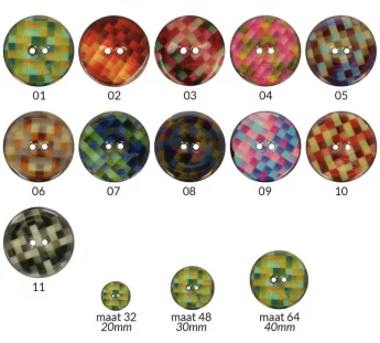 Coconut Button Check pattern 20 mm